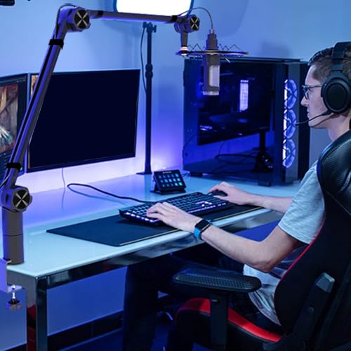 Mikrofon Arm, 360° drehbarer Mikrofonständer mit Tischhalterung Verstellbarer Boom Arm mit 3/8'' auf 5/8'' Schraubadapter für Podcast-Streaming Gaming-Aufnahmen