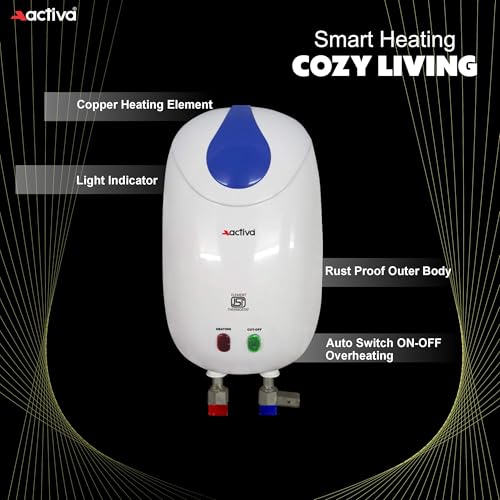 Image of ACTIVA 1 Ltr Instant 3 Kva Special Anti Rust Coated Tank Wall Mounted Geyser With Full Abs Body With 5 Year Warranty Premium (White)