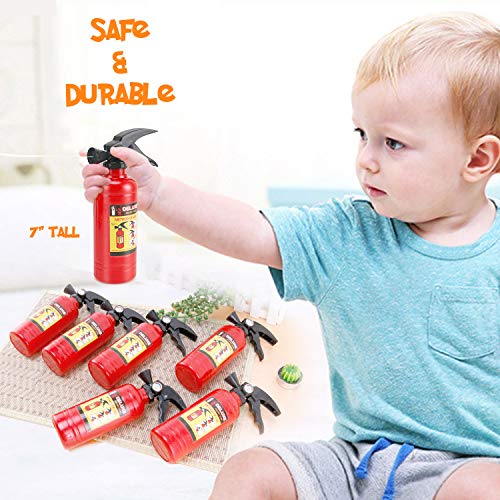 7 Inch Fire Extinguisher Squirt Toys - 12 Pack - Firefighter Water Guns with Realistic Design - Fun Fireman Squirters for Kids Party Favors
