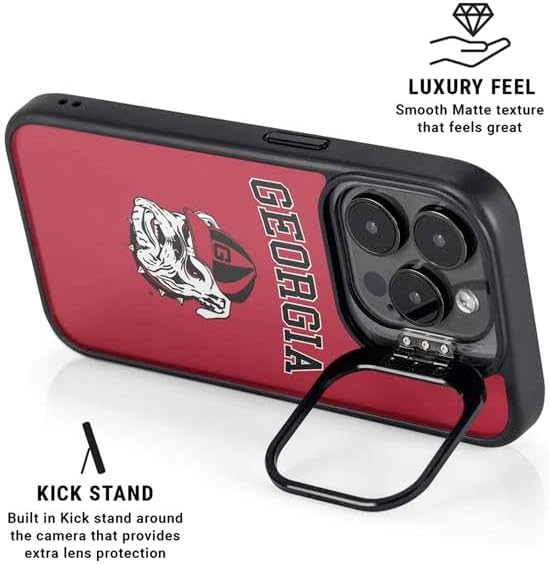 Skinit Kickstand Phone Case Compatible with iPhone 14 Pro Max - Officially Licensed University of Georgia Bulldogs Logo Design