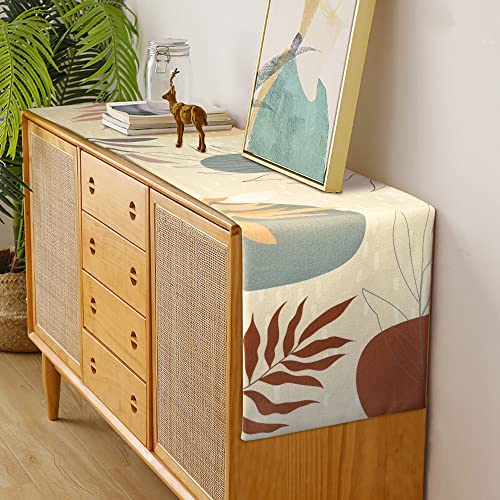 Runner Tavola Moderno in Lino Runner da Tavola Boho Morandi Astratto Lino Antiscivolo Tovaglia Doppio Strato per Banquet, Tavolo da Pranzo, Ristorante, Compleanni e Matrimoni 33 cm x 183 cm - immagine 3