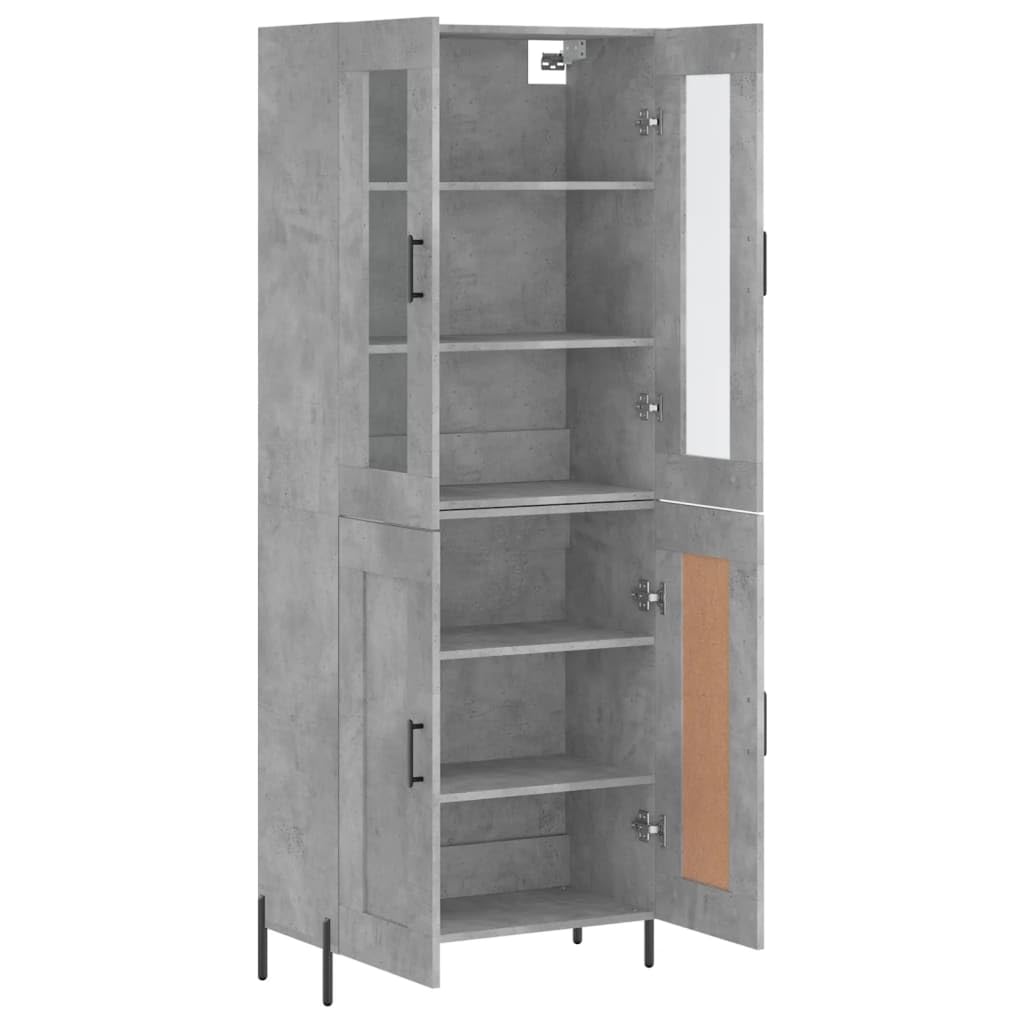 vidaXL Witrynka, szarość betonu 69,5x34x180 cm materiał drewnopochodny
