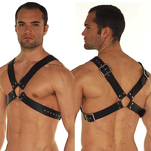 Men's Harness Belt Costume PU Leather Body Chest for Men, Sexy Punk Body Harness Belt, Adjustable Buckle Clothes Outfits, Nightclub Cosplay Clubwear #32