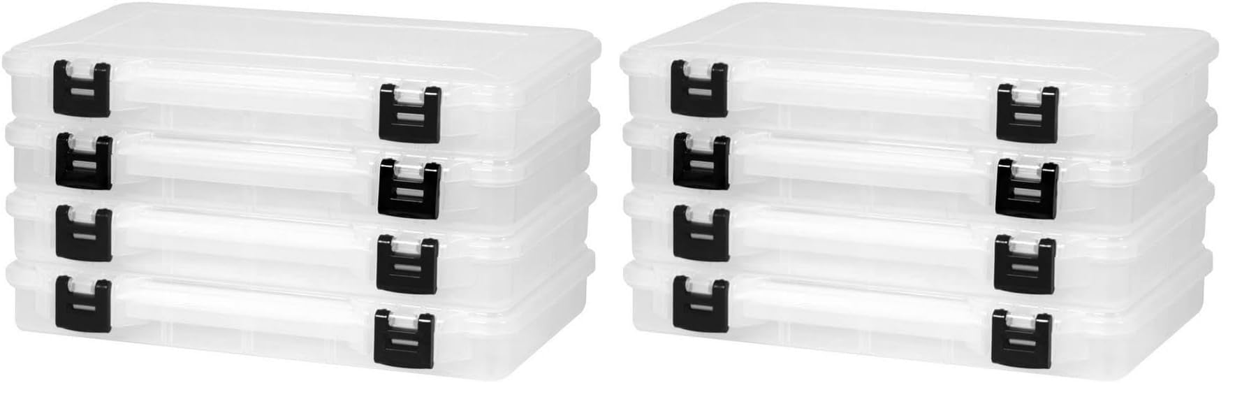 Plano ProLatch 3700 StowAway,Clear and Black,ProLatch Locking System,Transparent Design to Quickly Identify Contents,Fits 3700 Series Tackle Bags,4 Count (Pack of 2)