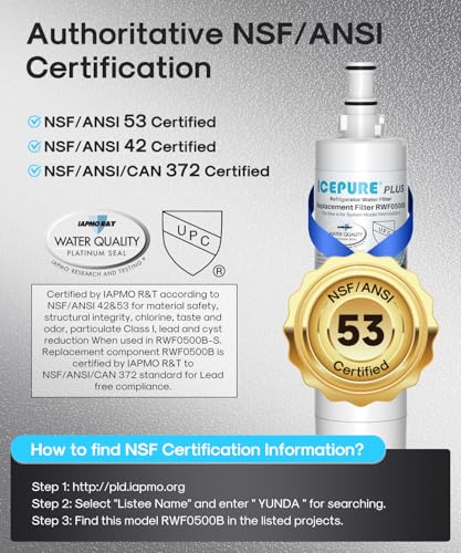 Image of ICEPURE PLUS 4396508 NSF /ANSI 53 & 42 Certified Refrigerator Water Filter, Remove Lead, Replacement for EDR5RXD1, Everydrop Filter 5, Whirlpool 4396510, WF-NLC240V, PNL240V Kenmore 46-9010 9085, 2PACK