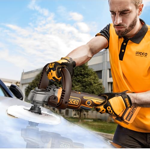 Image of INGCO 20V Cordless Rotary Polisher 180mm Car Polisher M14, 7 Variable Speed, Buffer and Sander with 1Pcs 4.0Ah Battery & Charger, 1Pcs Tool Bag