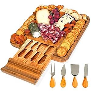 ROOTS TO TABLE Bamboo Cheese and Charcuterie Board Set. This Cheese Board Set is a Perfect Cheese Platter and…
