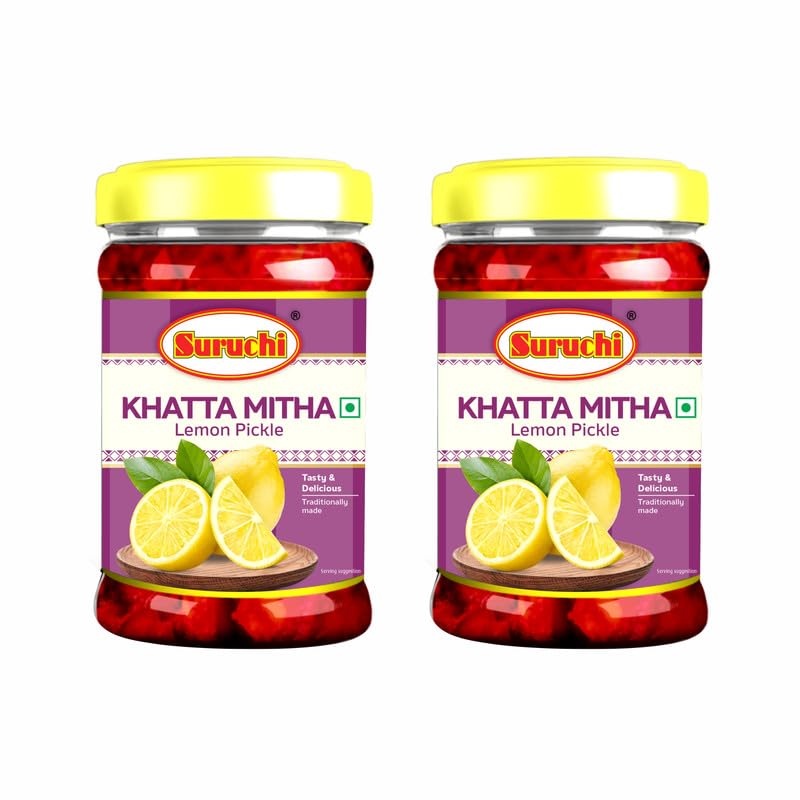 Suruchi Khatta Mitha Lemon Pickle - 1kg x 2 | Nimbu Ka Metha Achar | Sweet Tangy Flavourful | Authentic Indian Sweet Lemon Pickle (Pack of 2)-image-20