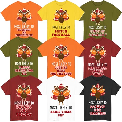 Funny Family Thanksgiving 2025 Shirt, Most Likely to Thanksgiving, Matching Tshirts, Friendsgiving Group Shirts
