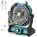 CONBOLA Przenośny wentylator biurkowy z latarnią LED, mały cichy wentylator kempingowy, 25 cm zasilany bateriami osobisty wentylator stołowy z wiszącym hakiem do namiotu, podróży, sypialni, domu, biura (zielony)