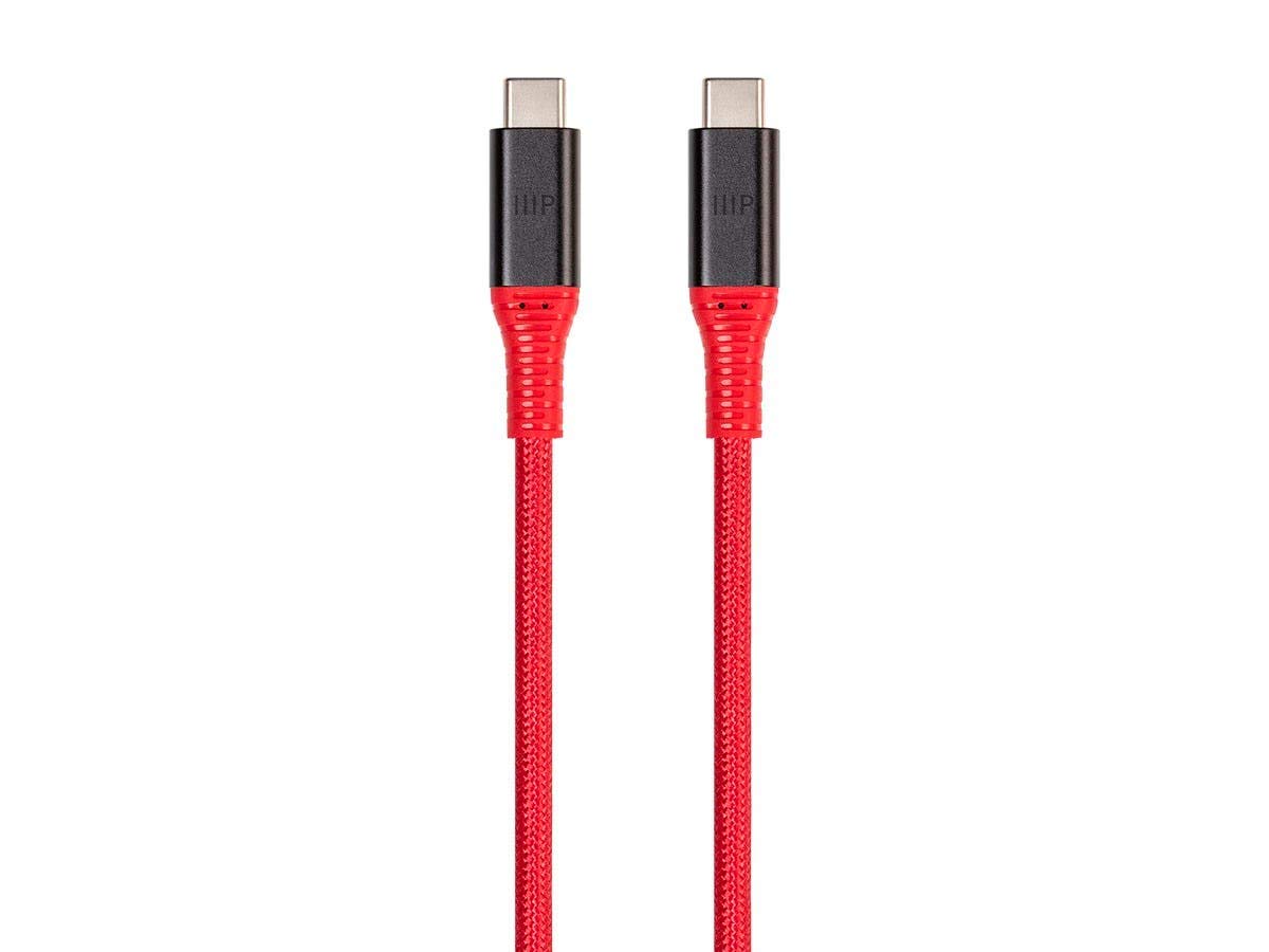 Monoprice AtlasFlex Series Durable USB 3.2 Gen 2 Tipo-C Data & Power Kevlar rinforzato Nylon-Braid Cable 5A/100W 1m Rosso