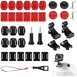 Soporte Mentonera Gopro Soporte para Casco de Cámara Kit, Soporte de Casco para GoPro, 33 Piezas Almohadillas Adhesivo de Montaje, Montura Adhesiva para Casco Compatibles con GoPro Hero 4/5/6/7/8 y Otras Cámaras de Acción