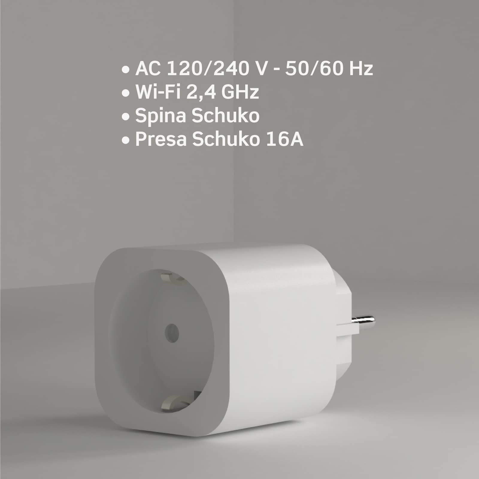 Eurocali Presa SMART Schuko 16A Wi-Fi Compatibile Alexa e Google Assistant - Pacco da 2 pezzi