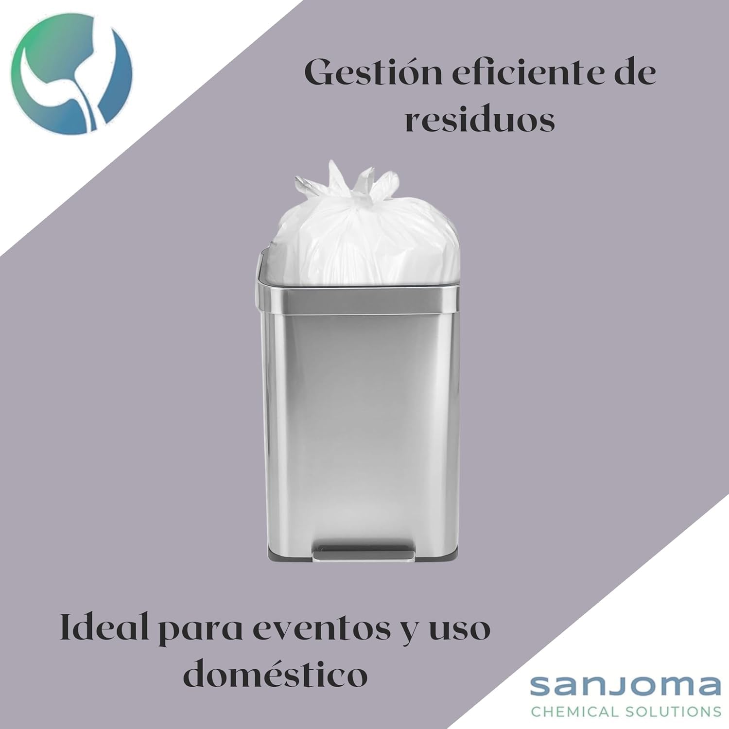 20 rollos de bolsas de basura blanca 100L (85x105 cm) – Galga 130 extra fuertes, ecológicas y compostables – 10 bolsas por rollo