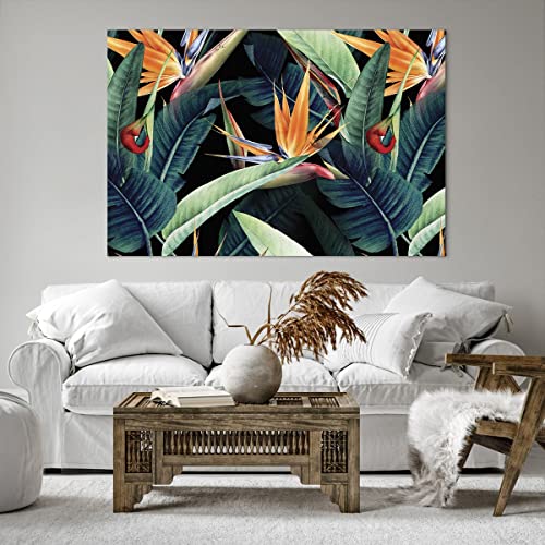 Tableau sur toile tropical de 120x80cm avec impression moderne de fleurs