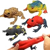 6 Pcs 4.5 Inch Frog Toys, Super Stretches Assorted Rubber Frog Sets with Material TPR,Realistic Frog Figure Toys for Boy Kids Bathtub Bath Time Toy, Decor for Your Animal Party, Birthdays Gift Choice