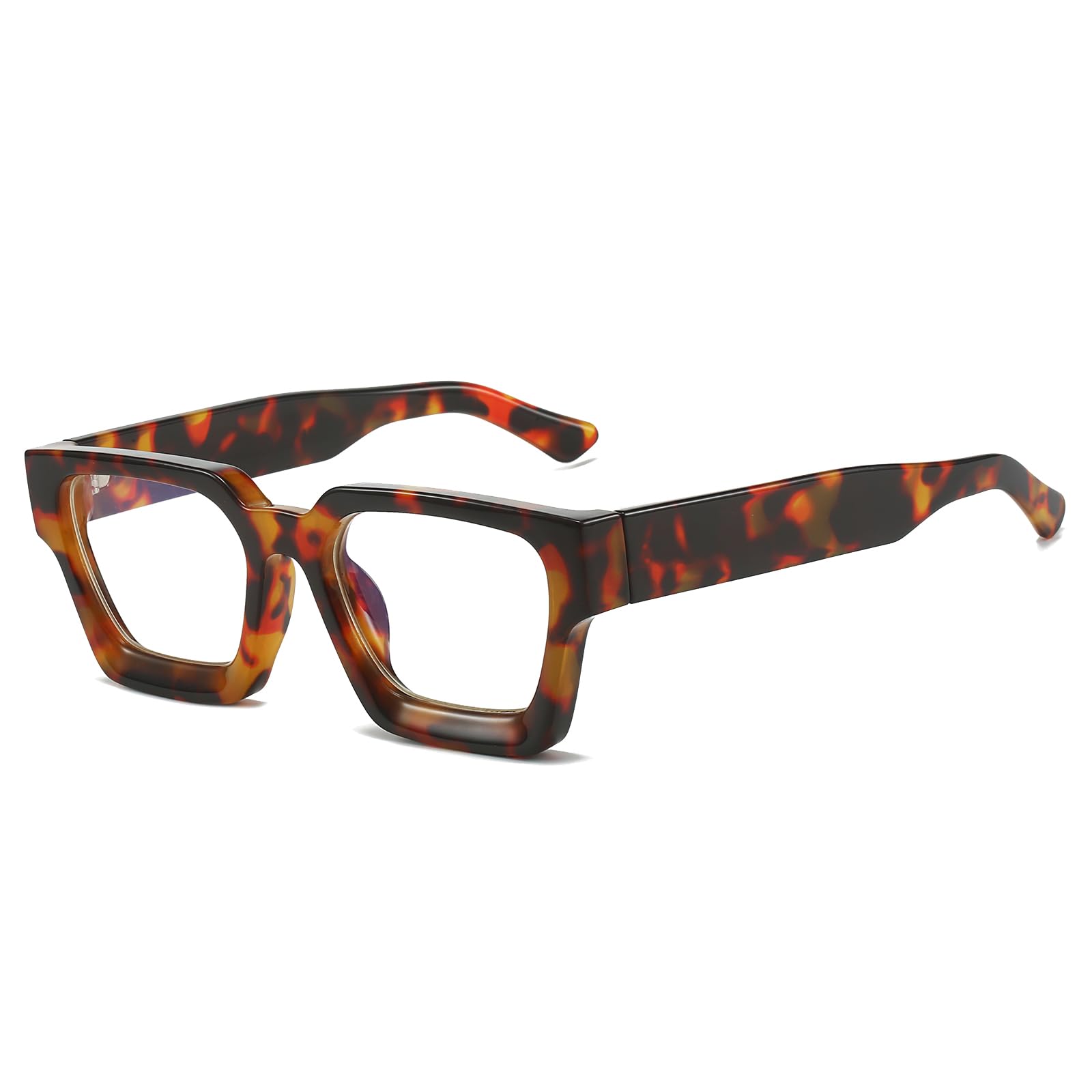 LJCZKA Blue Light Glasses Square Frame for Women Men, Computer Glasses Thick Frame Anti Eye-Fatigue Headache for Reading, Texting & Gaming