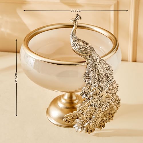 Image of Home Centre Eternity Vivere Glass Peacock Decorative Bowl