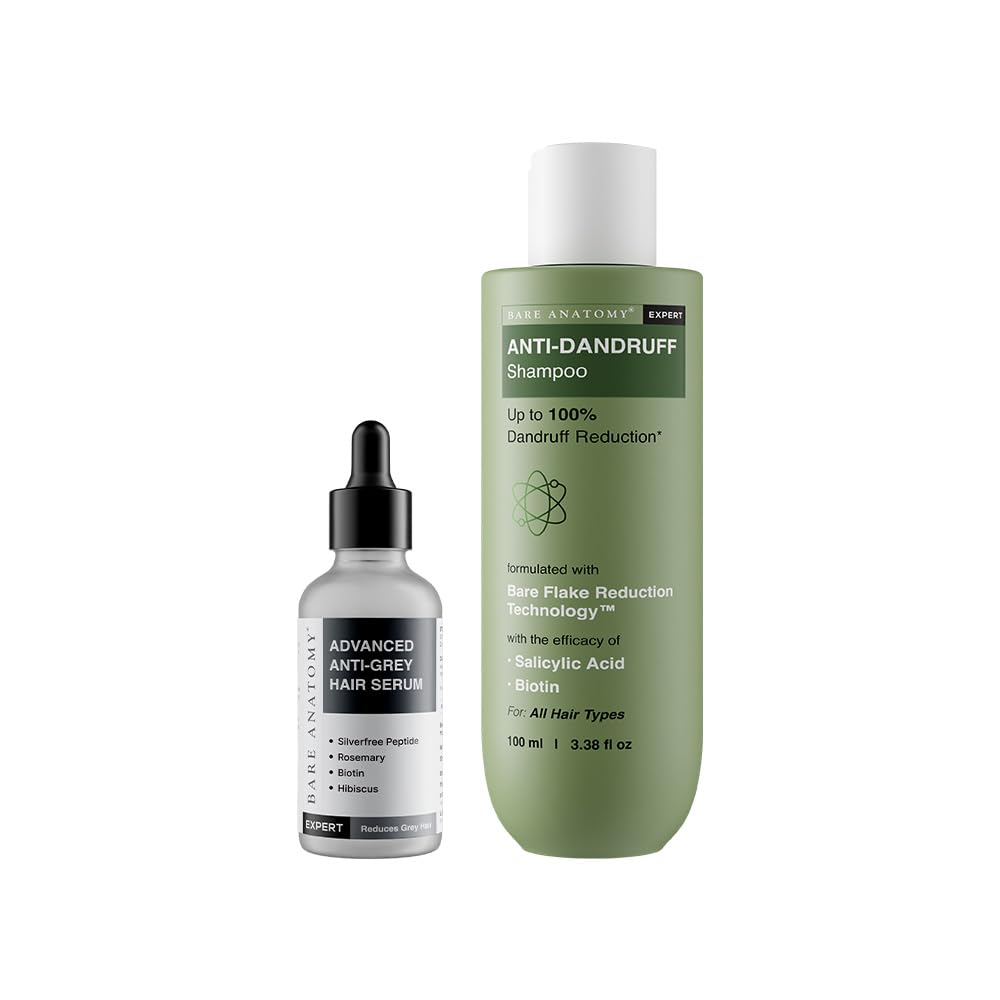 Bare Anatomy Advanced Anti-Grey Serum | Reduces Hair Greying | Fast Absorbing, Odorless, Non-Sticky 50ml + Anti Dandruff Shampoo 250 ml | Men and Women-picture-20