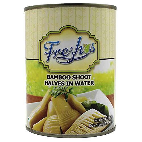 Image of Freshos Bamboo Shoot Halves in Water, 565 g, White & Yellow (Pack of 3)