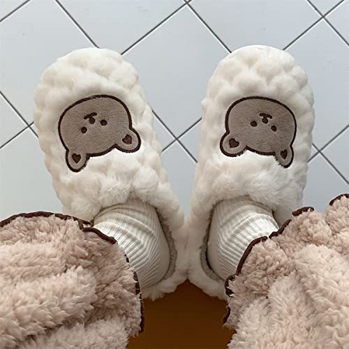 Kawaii Fuzzy Slippers Cute Soft Warm Cozy Bear Animal House Slippers Winter Fluffy Funny Cartoon Shoes2