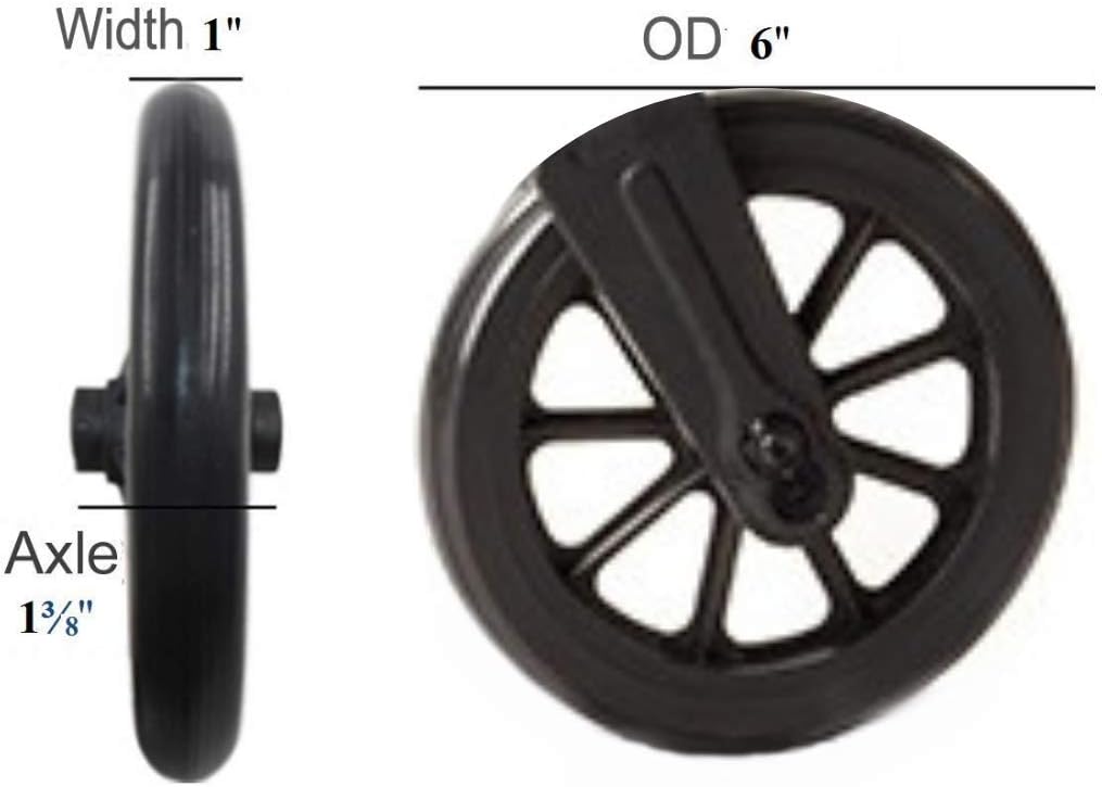 Health Line Products Walker Rollator Replacement 6" Wheels Black (Front 1) : Health & Household