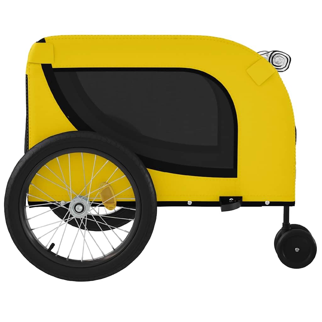 Przyczepa rowerowa dla psa, żółta, czarna, tkanina Oxford, żelazna, składana, z siatką, deszczem i dla małych psów, kotów, wytrzymała, lekka