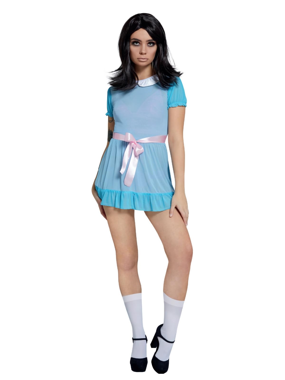 Smiffys Fever Freaky Twin Costume with Sheer Dress & Socks, Fever Fancy Dress, Fever Dress Up Costumes