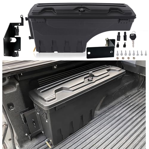 JHCHAN Werkzeugkasten für Ford Ranger 2012-2022 T6 T7 T8 alle Modelle wie Wildtrak & Raptor 180 schwenkbar wasserdicht abschließbar 35kg belastbar Werkzeugaufbewahrung (Fahrerseite)