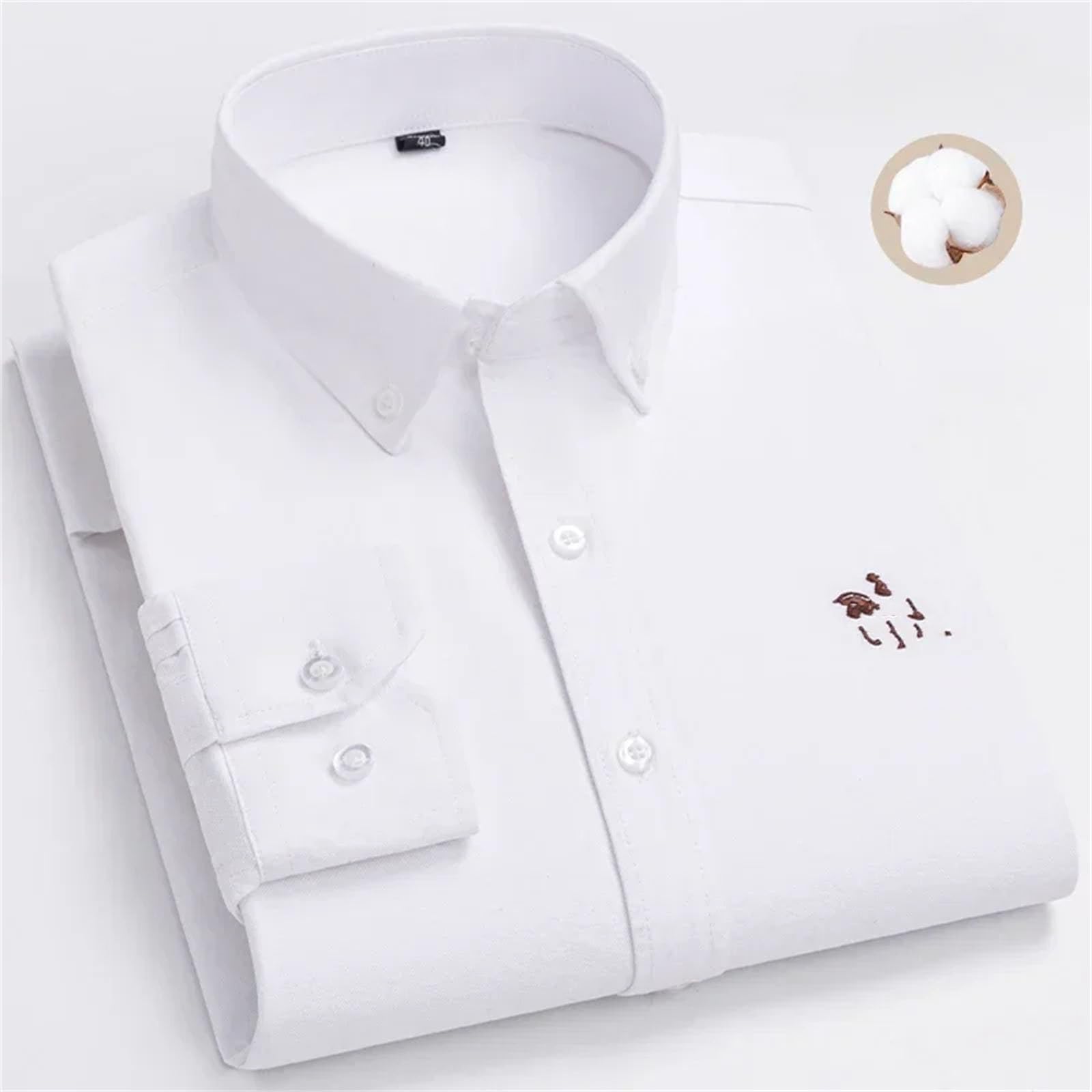 Camisas de manga larga para hombre, de algodón puro, Oxford, ajustadas, formal, lisas, ropa de oficina