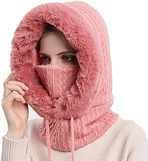 YAMEE Women Ski Mask Balaclava Fleece Hood Winter Hat with Neck Cover Face Cover Mask for Outdoor Sports Dog Walking