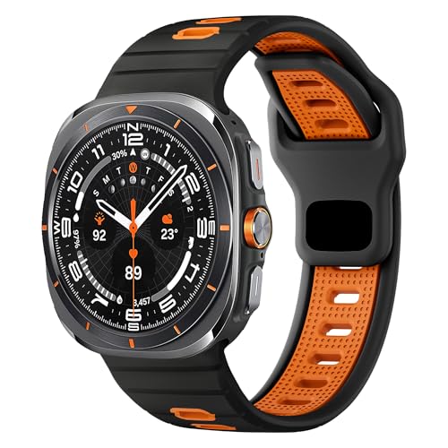 Sport Band for Samsung Galaxy Watch Ultra Bands, Soft Silicone Waterproof Replacement Loop Strap Wristbands for Galaxy Ultra Watch 47mm Two-Tone for Men