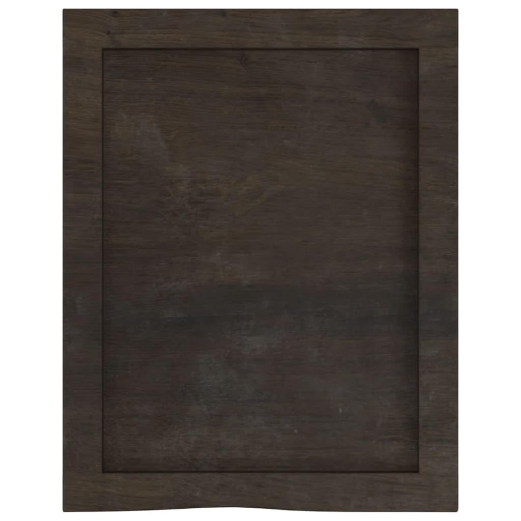 Tapa de tocador marrón oscuro de madera maciza de roble, 40 x 50 x 2 hasta 4 cm, con borde natural para renovación de baño, encimera de cocina y montaje de banco de trabajo