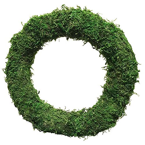 Muddy Hands Padded Moss Effect Round Wreath Rings Xmas Christmas Decoration Funeral (4, 14" (35cm))