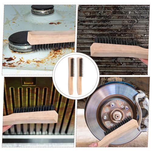Image of 10 Inches Wire Brush Wooden Handle, 12 PCS Multi-Purpose Stainless Steel Wire Scratch Brush Welding Wire Brushes for Cleaning Welding Slags and Rust
