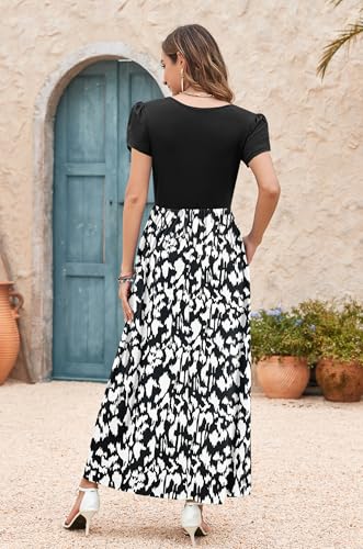 Image of AUSELILY Women's Summer Maxi Dresses Petal Sleeves Casual Empire Waist Long Dress with Pockets 2025 New