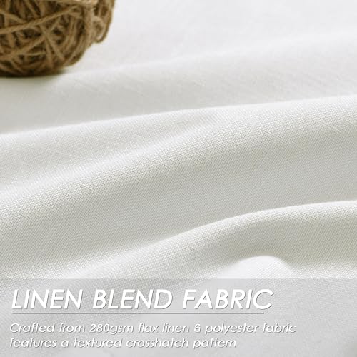 Image of Ivory Linen 100% Black Out Curtains 108 Inches Long 2 Panels Set for Bedroom Boho Farmhouse Back Tab Thermal Insulated Energy Efficient Room Darkening Curtains Living Room High Ceiling Length 9 FT
