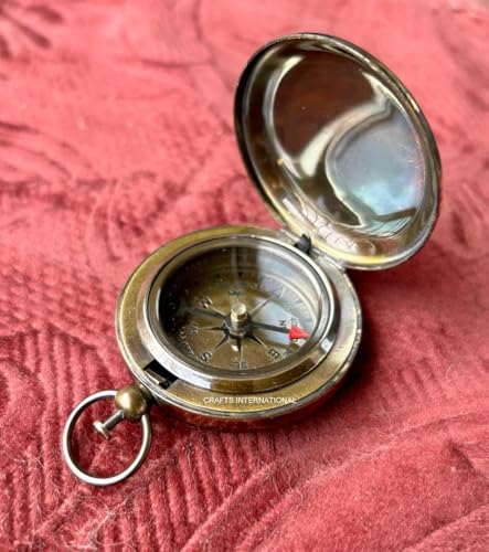 Brújula de bolsillo de latón estilo antiguo artesanal miniatura 1