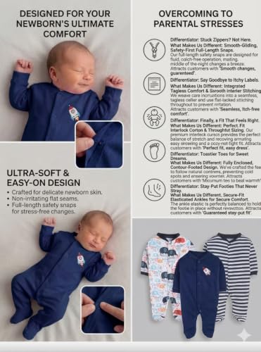 Image of 100% Cotton Baby Rompers /Sleepsuits /Jumpsuit /Night Suits for Baby Boys & Girls, Infants, New Borns