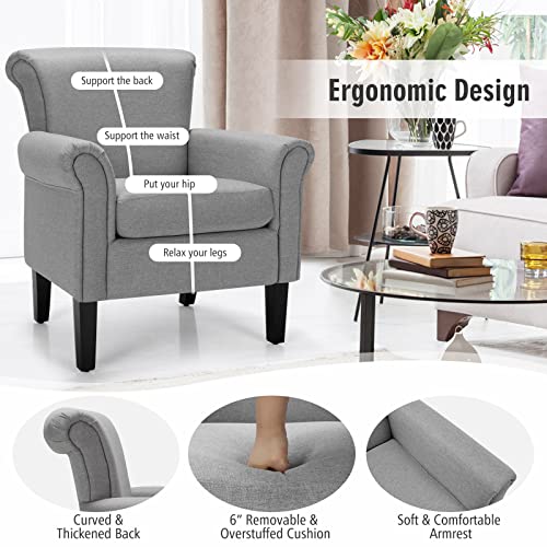 Sillón de Tela Plegable Gris Claro miniatura 4