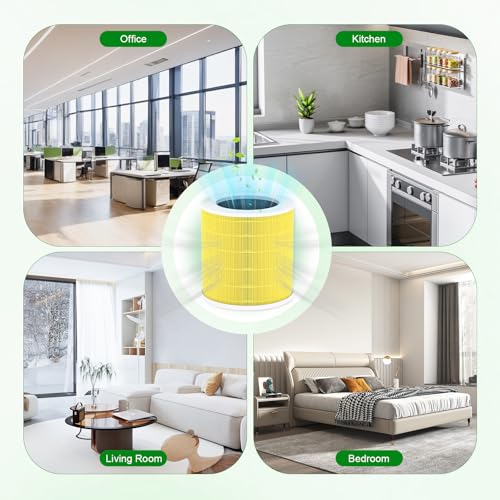 Image of A2001 Pet Replacement Filter, Compatible with Airromi A2001 Air Puri-Fier, 3-in-1 Filtration System True HEPA and Activated Carbon Filter, Part #AF-2001, 2 Pack(Yellow)