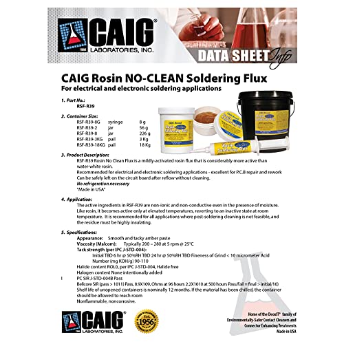 Image of CAIG Labs., No-Clean Rosin Soldering Flux (Electrical), Jar, 56 Grams, Pack of 1