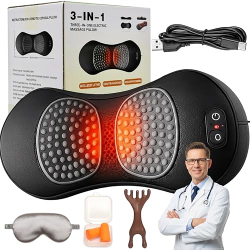 Medieval Deepcomfort 3 in 1 Massage Pad Deep Comfort 3-Zonen Ergoflow Tiefenmassagegerät Ergopur Rücken Massagegerät Mit Wärme Vibration & Lendenstütz Für Den Entspannenden Heimgebrauch (Usb-a)