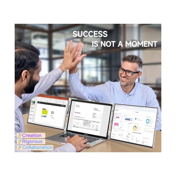 L LIMINK 14 inch Portable Triple Monitor for Laptop, 14" 1200P IPS Triple Screen Laptop Monitor Extender, Triple Screen Laptop Monitor Extender with USB-C & HDMI, Compatible Mac & Wins 13-16" Laptop - Image 6