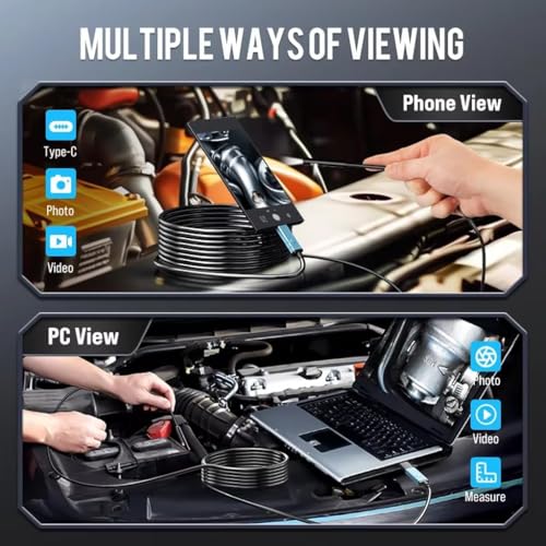 Image of ETZIN Borescope Camera,1080P HD Dual Lens Endoscope with 8 Adjustable Lights 360 Rotatable Pipe Camera, 4.3 inch IPS Screen IP67 Waterproof, Semi-Rigid Cable with 16FT, 2000mAh EPL-1340IM