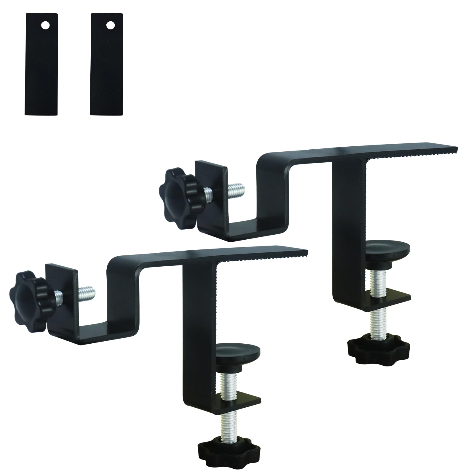 ZTTXL Interior and Exterior Integrated Curtain Rod Bracket Kit, 0.8-2.3" Width Track, No Tools or Drilling Installation, Includes Rails and Magnetic Curtain Clasps (Black-2pcs)