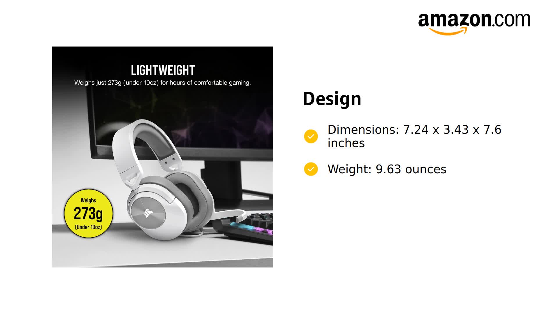 Amazon.com: Corsair HS55 Stereo Gaming Headset (Leatherette Memory