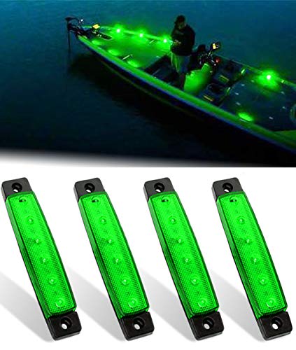 Shangyuan Marine Lights - 4PCS Green LED Interior Lights for Boat Deck, Cockpit, Transom & More, 12V Waterproof