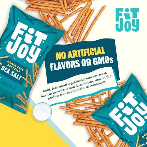 Image of FitJoy Sea Salt Pretzels (Pack of 6, 5 Oz) - Dairy, Nut & Gluten Free Snacks - Grain Free Cassava Root & Chickpea Flour Vegan Pretzel Sticks - Classic Snack Pretzels for Moms, Children and More