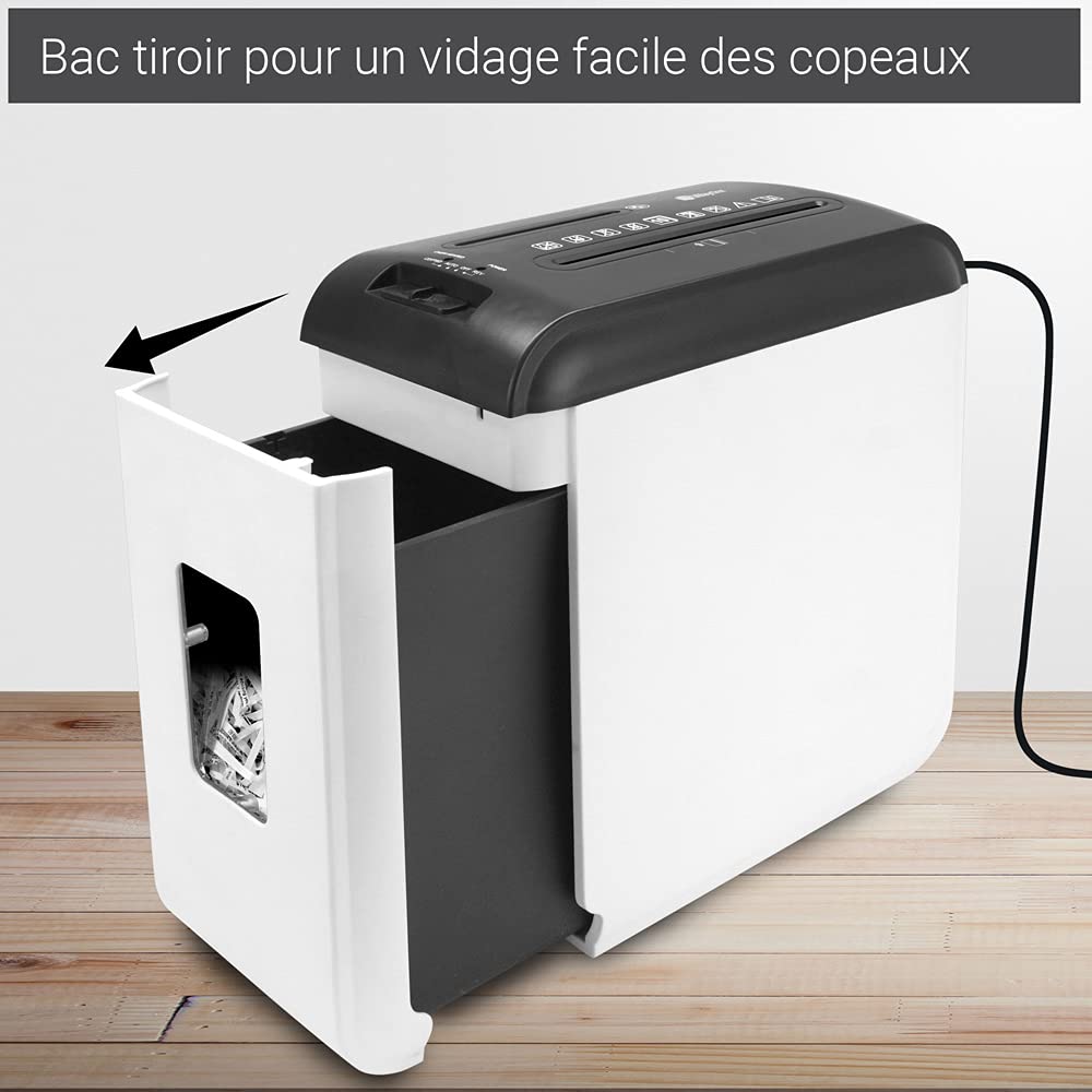 WAYTEX Destructeur de Documents Coupe Croisée 10 Feuilles CD DVD Bac Tiroir 15L